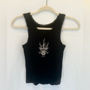 John Galt Black Lace Trim Rotten Youth Nashville Graphic Cami (S)